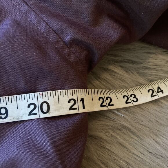 London Fog Coat Sz 12 Trench Tie Waist Belt Long Lined Collared Purple Vintage - Picture 9 of 11